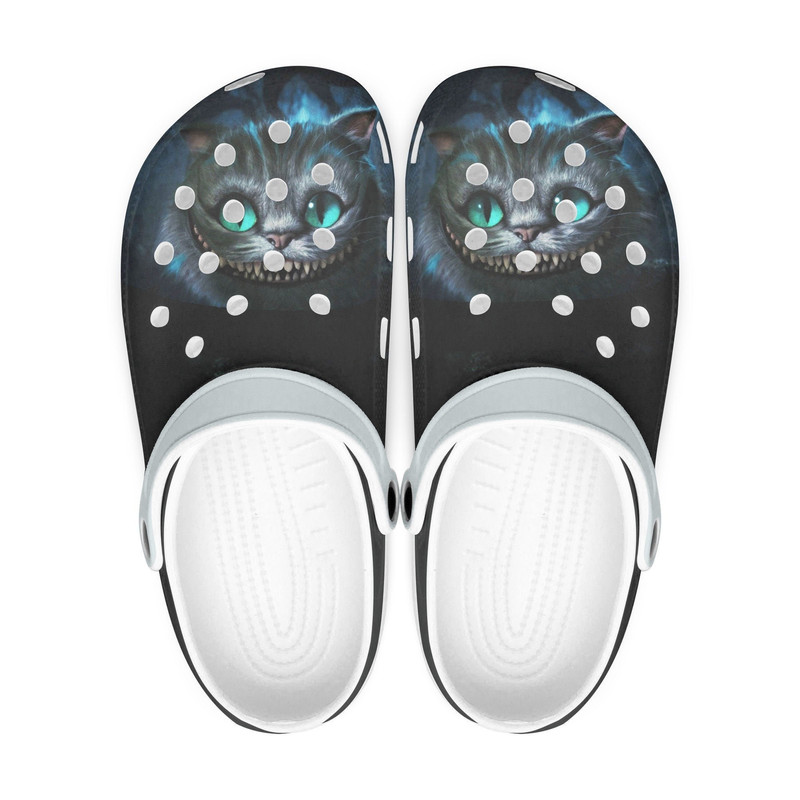 Cheshire cat clogs, Alice, looks like crocs shoes, slippers, flip flops Birthday gift Custom clogs for men, women and kids.jpg