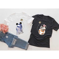 star wars couple t-shirt, r2d2 bb8 couple shirt, disney star wars shirt, disney couple matching, mickey minnie couple te