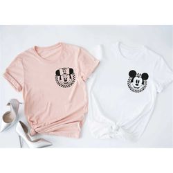 retro disney pocket size shirts, mickey checkered shirt, family shirts, minnie mouse pocket tees, vintage disneyland, di