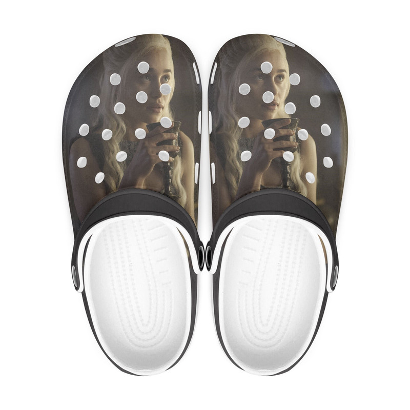 Game Of Thrones clogs, Daenerys, looks like crocs shoes, slippers, flip flops Birthday gift Custom clogs for men, women and kids.jpg