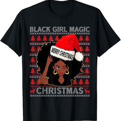 black girl magic merry christmas african american woman xmas t-shirt