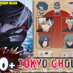 10 tokyo ghoul anime inspired embroidery designs, anime embroidery patterns bundle, machine embroidery bundle, instant d