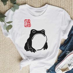 japanese frog shirt, japanese art t-shirt, aesthetic shirt, grumpy japanese frog shirt, vintage style art, sad frog shir