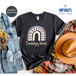 oncology nurse rainbow t-shirt, oncology nurse shirt, rainbow oncology nurse life shirts, nursing school graduation shir