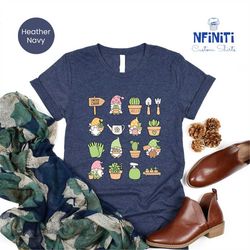 cute gnome gardening shirts, succulent plant gnome t shirt, cactus gnome shirt, mom garden shirts, cactus plant shirt, g