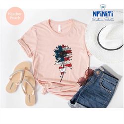 america sunflower flag shirt, 4th of july shirt, american flag shirt, memorial day shirt, usa flag shirt, sunflower shir