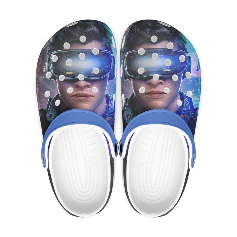 Ready Player One clogs, looks like crocs shoes, slippers, flip flops Birthday gift Custom clogs for men, women and kids.jpg
