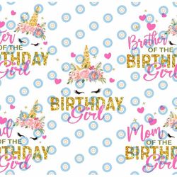 unicorn birthday png, unicorn png, family bundle, unicorn face flowers, mommy daddy of the birthday girl printable