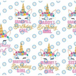 unicorn family svg bundle, family unicorn birthday svg, unicorn birthday svg, daddy mommy sister brother of the birthday