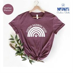 your design here t-shirt, custom rainbow shirt women, personalized t-shirt, make your  own shirt, add your own text, cus