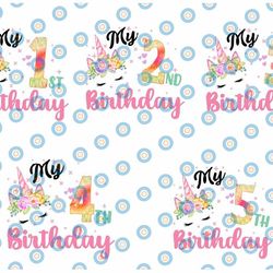 unicorn birthday bundle png, unicorn birthday girl png, birthday numbers with unicorn face printable, 1st birthday subli