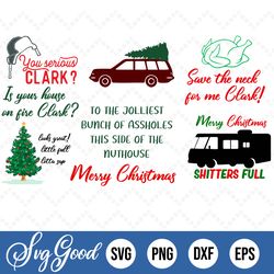 christmas vacation printable vector svg dxf eps bundle for vinyl, waterslide and textile printing