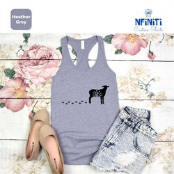 floral sheep tank top, floral sheep racerback, animal lover tank top, sheep racerback, sheep lover gift, animals tank to