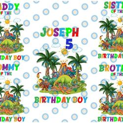 personalized dinosaur birthday png, dino birthday family png, dinosaur kids, kids rex dino birthday, t-rex boys family