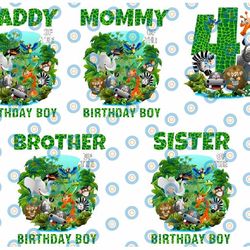 personalized safari jungle birthday family png, matching family birthday shirts, zoo birthday png, birthday safari flora