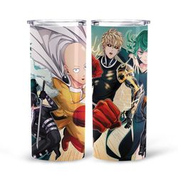 one punch man tumbler, one punch man skinny tumbler, anime tumbler, manga skinny tumbler, superheroes tumbler saitama