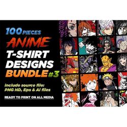 100 anime vectors t-shirt designs bundle 3