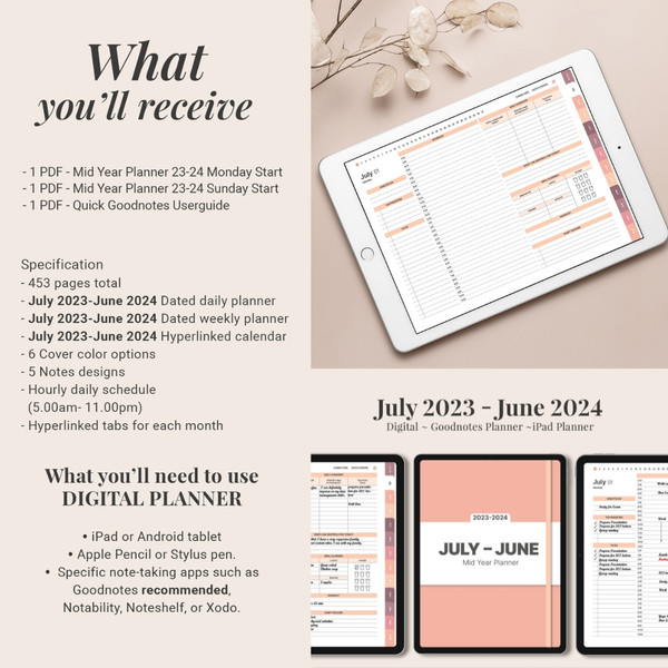 Mid Year Digital Planner for Goodnotes, July 2023 - June 2024, Daily, Weekly, and Monthly Planner, Minimalist Academic  (3).jpg