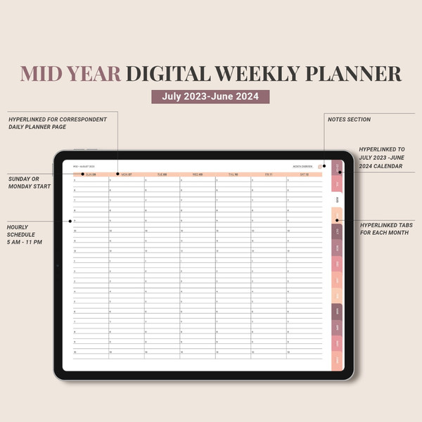 Mid Year Digital Planner for Goodnotes, July 2023 - June 2024, Daily, Weekly, and Monthly Planner, Minimalist Academic  (6).jpg