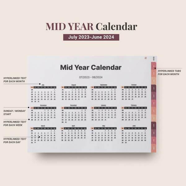 Mid Year Digital Planner for Goodnotes, July 2023 - June 2024, Daily, Weekly, and Monthly Planner, Minimalist Academic  (8).jpg