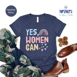 women empowerment feminist shirt, strong women rainbow shirt, strong women heart shirt, powerful women rainbow t-shirt,