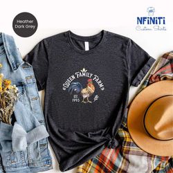 custom farm shirts, custom farm name rooster shirts, custom est farm name shirt, farm life shirts, farmer shirts,persona