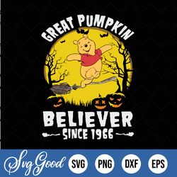 cute bear great pumpkin believer since 1966, halloween svg, happy halloween, halloween gift, halloween day, pumpkin svg