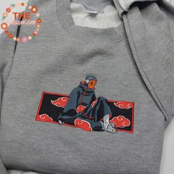 obito embroidered sweatshirt, naruto anime embroidered sweatshirt, anime embroidered crewneck, anime embroidered gifts