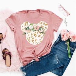 disney floral shirt, minnie leopard shirt ,disney shirt, mickey shirt, minnie shirt, disney world tee, disney shirt for