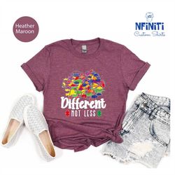 autism shirt, awareness autism puzzle pieces tee, different not less autism tee, neurodivergent tees, autism puzzle shir