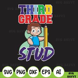third grade stud svg, back to school svg, third grade svg, grade svg, student svg, school svg, teacher svg, class svg, k