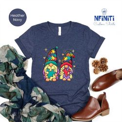 autism gnome shirt, autism awareness puzzle pieces tee, autism shirts, neurodiversity tees, autism support tee, autism a