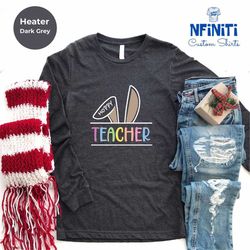 easter teacher long sleeve, funny easter long sleeve shirt, pre-kindergarden teacher long sleeve, hoopy teacher easter g