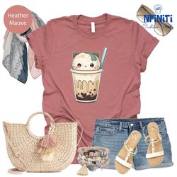 boba t-shirt, boba cat shirt, cute cat shirts, bubble tea shirts, boba tea shirts, cat lover t-shirt, boba tea t-shirt,
