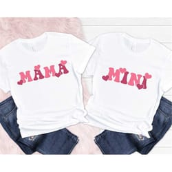 mama mini heart couple shirt, cute mama mini shirt hoodie sweatshirt, mom and daughter shirt, mom kids matching shirt, g