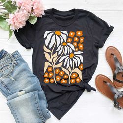 flowers t-shirt, boho wildflowers floral nature shirt, tee, garment dyed, boho, shirt, vintage shirt