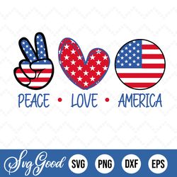 peace love america svg, eps, dxf, png. july 4th svg | independence day dxf | fourth of july svg | america svg