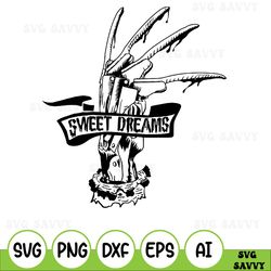 sweet dreams svg, freddy svg, freddy krueger svg, nightmare svg, elm str, freddy kruegers glove svg