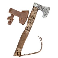 Viking Axe, Hatchet, Tomahawk Axe, Hand Axe,Wood Working Tool,Camping and Outdoor Utility,Bearded Axe, 19 Inches