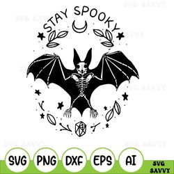 "bat stay spooky scary svg png eps dxf cricut file silhouette art "