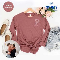 portrait from photo long sleeve shirt, custom mother's day long sleeve shirt, personalized mother's day long sleeve, per