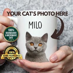 Custom Cat Photo Mug, Personalized Pet Lover Gift, Cat Mom Coffee Cup, Custom Cat Picture Mug, Pet Memorial Coffee Mug,