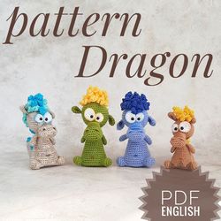 Crochet pattern soft toy Dragon. Soft toy for baby. Gift for girls and boys. PDF English