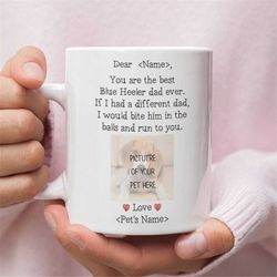 personalized blue heeler dad gift, blue heeler dad mug, blue heeler lover gift for men, gifts for blue heeler owner, blu