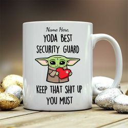 personalized gift for security guard, yoda best security guard, security guard gift, security guard mug, gift for securi