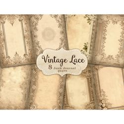 Vintage Lace Junk Journal Page | Aged Digital Paper