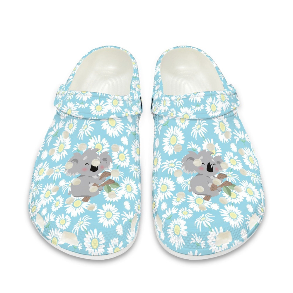 Koala Crocs Shoes , Blue Flower Clog Shoes , Women Daisy Slippers , EU Size 36-48.jpg