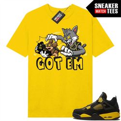 Thunder 4s shirts to match Sneaker Match Tees Yellow 'Got EM Cartoon'