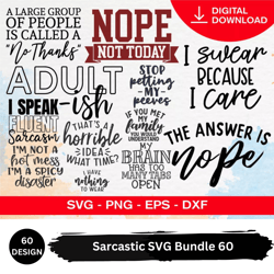 Sarcastic SVG Bundle 60 Designs PNG, SVG, EPS, SVG