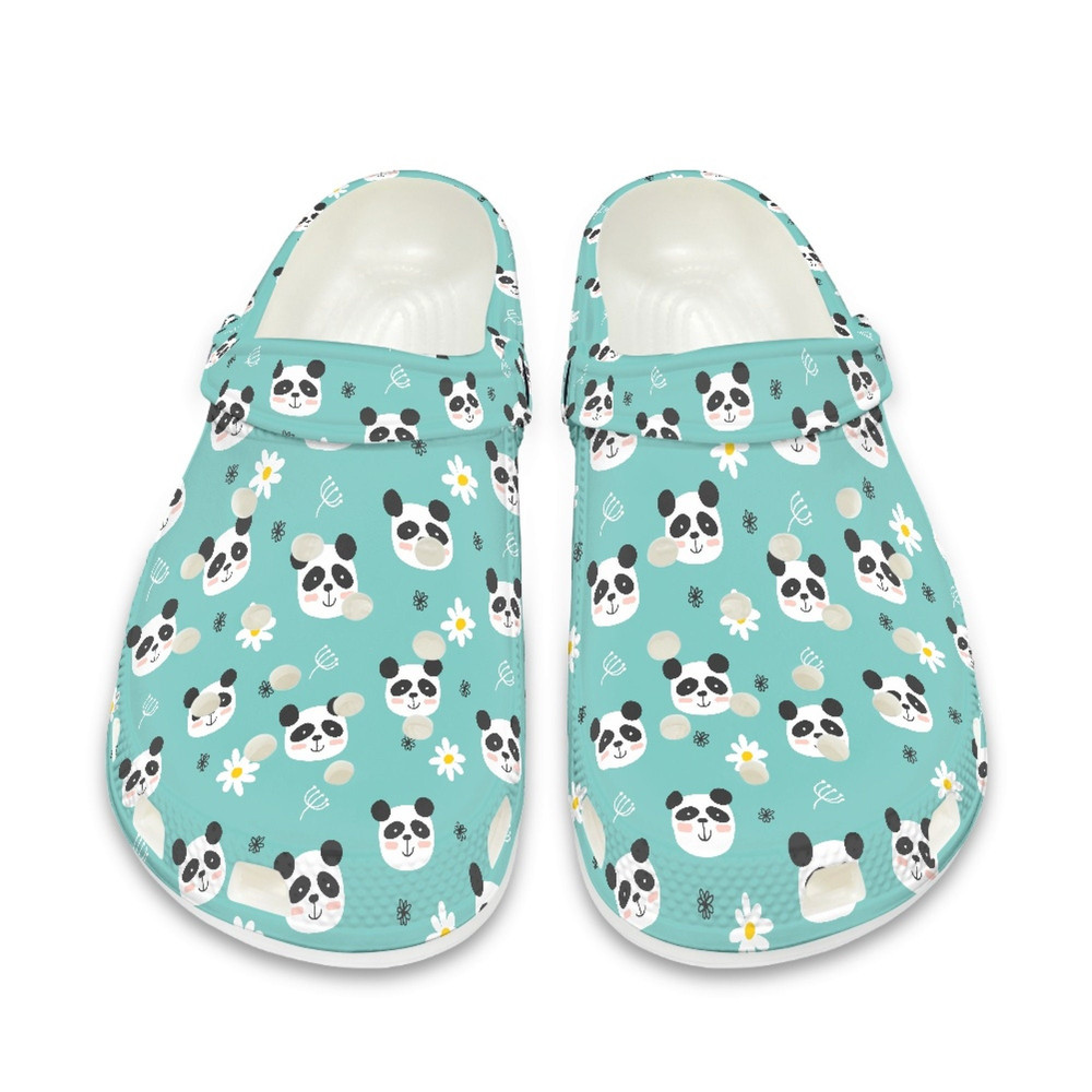 Blue Parent-child Panda Crocs , Cute Floral Child And Adult Clog Shoes , EU Size 29-48.jpg